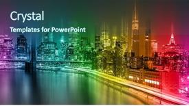  Presentation with new york city - Audience pleasing slide set consisting of dark water - abstract fantastic colorful new york backdrop and a ocean colored foreground