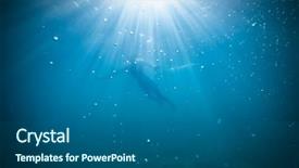  Presentation with floating - Presentation theme having dark water - silhouette of female freediver floating background and a  colored foreground