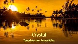  Presentation with paradise - Beautiful presentation theme featuring dark water - sunset in a tropical paradise backdrop and a tawny brown colored foreground