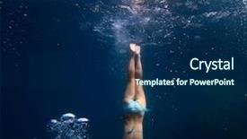  Presentation with breath - Colorful theme enhanced with dark water - young woman diving into deep backdrop and a navy blue colored foreground