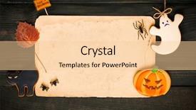  Presentation with old paper - Colorful PPT theme enhanced with dark wooden background halloween invitation backdrop and a lemonade colored foreground