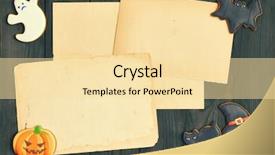  Presentation with invitation - PPT theme featuring dark wooden background halloween invitation background and a blonde colored foreground