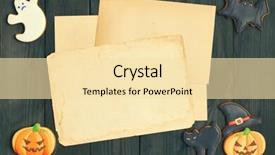  Presentation with old paper - Colorful slide deck enhanced with dark wooden background halloween invitation backdrop and a blonde colored foreground