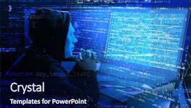  Presentation with computer hacker - Amazing PPT layouts having darkness concept of cyber backdrop and a navy blue colored foreground