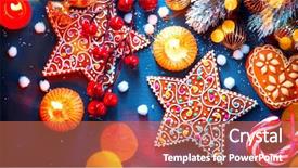  Presentation with christmas holiday gingerbread - Colorful slide deck enhanced with darkness light - christmas holiday background with ornate backdrop and a coral colored foreground