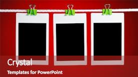  Presentation with rope - PPT theme with darkroom - blank photos hanging on rope background and a crimson colored foreground