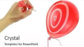  Presentation with balloon - Colorful PPT theme enhanced with dart about to pop backdrop and a sky blue colored foreground