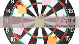 Presentation with dartboard - Colorful theme enhanced with dart and note on a dartboard close up backdrop and a light gray colored foreground