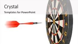  Presentation with dartboard - Presentation theme featuring dartboard with dart flying background and a white colored foreground