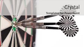  Presentation with hit target - Presentation design with darts arrows in the target background and a light gray colored foreground