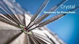  Presentation with dartboard - Presentation design enhanced with darts-in-bullseye-of-dartboard background and a ocean colored foreground