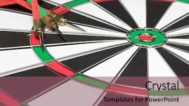  Presentation with 80s game - Slide deck having darts target the exact background and a violet colored foreground