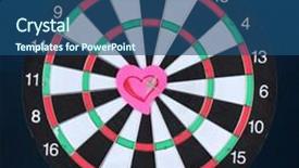  Presentation with hit target - Presentation theme consisting of darts with stickers depicting the life values on colorful background the darts hit the target background and a ocean colored foreground