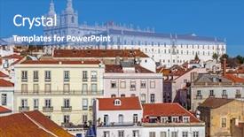  Presentation with sol - Colorful presentation design enhanced with das portas do sol viewpoint backdrop and a teal colored foreground