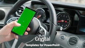  Presentation with luxury car - Cool new PPT theme with dasboard - man using smartphone backdrop and a gray colored foreground