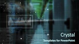  Presentation with server room - Beautiful slides featuring data - graphic against empty server room backdrop and a ocean colored foreground