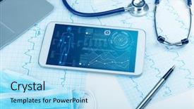  Presentation with medical devices - PPT theme featuring data - medical full body screening software background and a light blue colored foreground