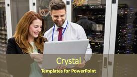  Presentation with server room - Amazing presentation theme having data - technicians using laptop while analyzing backdrop and a tawny brown colored foreground