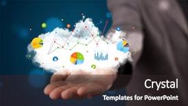  Presentation with iot internet of things cloud - Colorful PPT layouts enhanced with data advertising - young businessman presenting cloud backdrop and a wine colored foreground