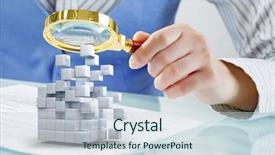  Presentation with data analysis - Colorful theme enhanced with data analysis cube - process of new technologies integration backdrop and a sky blue colored foreground