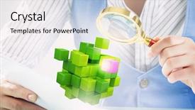  Presentation with data analysis - Theme with data analysis cube - process of new technologies integration background and a white colored foreground