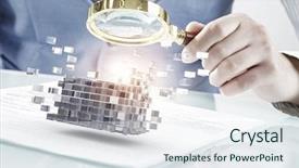  Presentation with data analysis - Amazing PPT layouts having data analysis cube - process of new technologies integration backdrop and a sky blue colored foreground