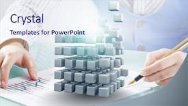  Presentation with data analysis - Slides with data analysis cube - process of new technologies intergration background and a sky blue colored foreground