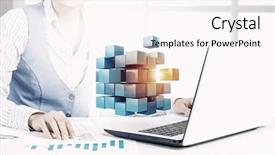  Presentation with data analysis - PPT theme having data analysis cube - process of new technologies intergration background and a pink colored foreground