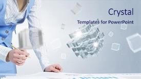  Presentation with data analysis - Colorful PPT layouts enhanced with data analysis cube - process of new technologies intergration backdrop and a  colored foreground