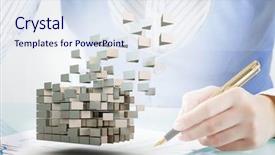  Presentation with data analysis - Audience pleasing theme consisting of data analysis cube - process of new technologies intergration backdrop and a  colored foreground