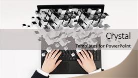  Presentation with data analysis - PPT layouts having data analysis cube - process of new technologies intergration background and a light gray colored foreground