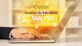  Presentation with data protection - Presentation theme enhanced with data-analysis-inscription-on-laptop background and a yellow colored foreground