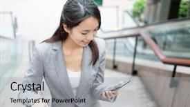  Presentation with stairs - PPT layouts with data analyst - business woman walking up stairs background and a light gray colored foreground