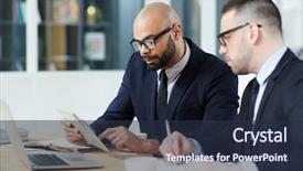  Presentation with data analyst - PPT layouts with data analyst - two men in suits learning background and a tawny brown colored foreground