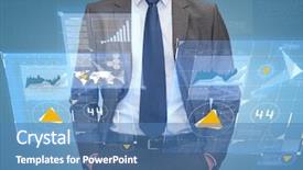  Presentation with data analytics - Slide set with data analytics - business people and office concept background and a teal colored foreground