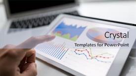  Presentation with finger - Slide set having data analytics - finger touch on digital tablet background and a light blue colored foreground
