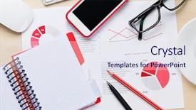  Presentation with retail smart phone shopping - Presentation enhanced with data analytics - office desk workplace with smart background and a  colored foreground