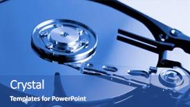  Presentation with water drops in blue tone - Cool new presentation design with data archival - computer hard drive in blue backdrop and a  colored foreground