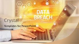  Presentation with security breach - Slide set consisting of data-breach-inscription-on-laptop background and a yellow colored foreground