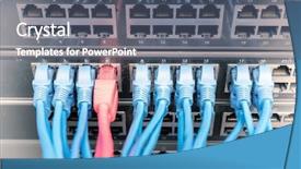  Presentation with switches - PPT layouts consisting of data cables - ethernet cable on network switches background and a ocean colored foreground