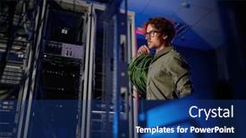  Presentation with optic - PPT layouts with data-center-engineer-with-many background and a ocean colored foreground