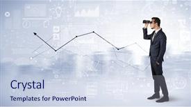  Presentation with forward - Cool new theme with data center sales - businessman looking forward through binoculars backdrop and a  colored foreground