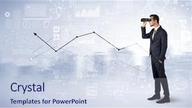  Presentation with forward - Amazing slide deck having data center sales - businessman looking forward through binoculars backdrop and a  colored foreground