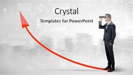  Presentation with forward - Beautiful PPT theme featuring data center sales - businessman looking forward through binoculars backdrop and a  colored foreground