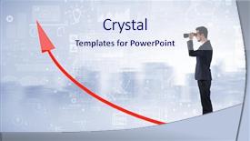  Presentation with forward - Theme consisting of data center sales - businessman looking forward through binoculars background and a  colored foreground