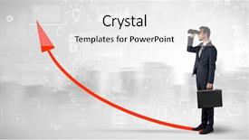  Presentation with forward - Beautiful presentation design featuring data center sales - businessman looking forward through binoculars backdrop and a  colored foreground