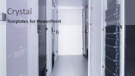  Presentation with server - Slides with data-center-with-a-row background and a light blue colored foreground