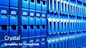  Presentation with data center - Audience pleasing slides consisting of data center with hard drive backdrop and a royal blue colored foreground