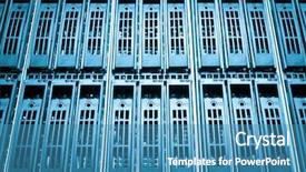  Presentation with data driven - Beautiful PPT theme featuring data center with hard drives backdrop and a teal colored foreground