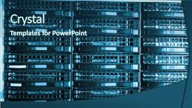  Presentation with data driven - Beautiful PPT layouts featuring data center with hard drives backdrop and a  colored foreground